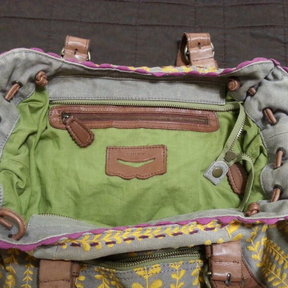 Lucky Penny Anthropologie Purse Handbag Tote Hobo Boho Bohemian Yellow Gray - Picture 9 of 16